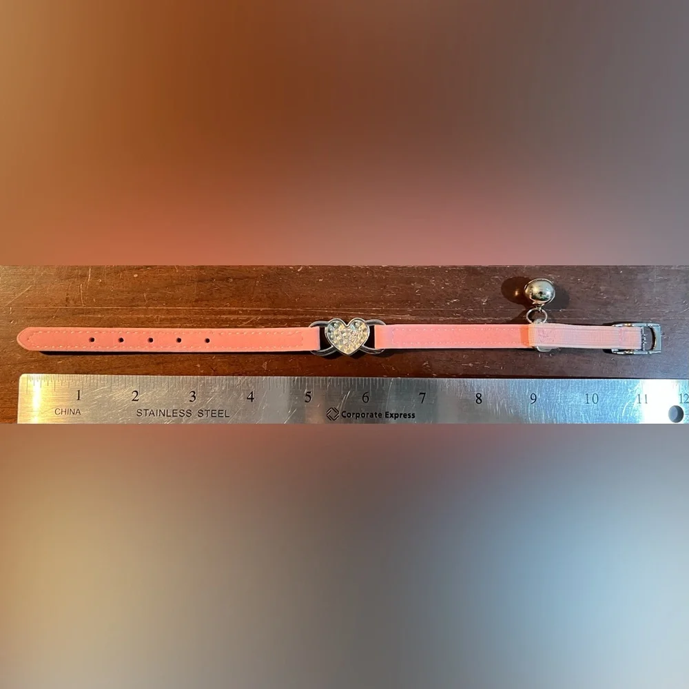Cat Collar Pink Sparkling Heart